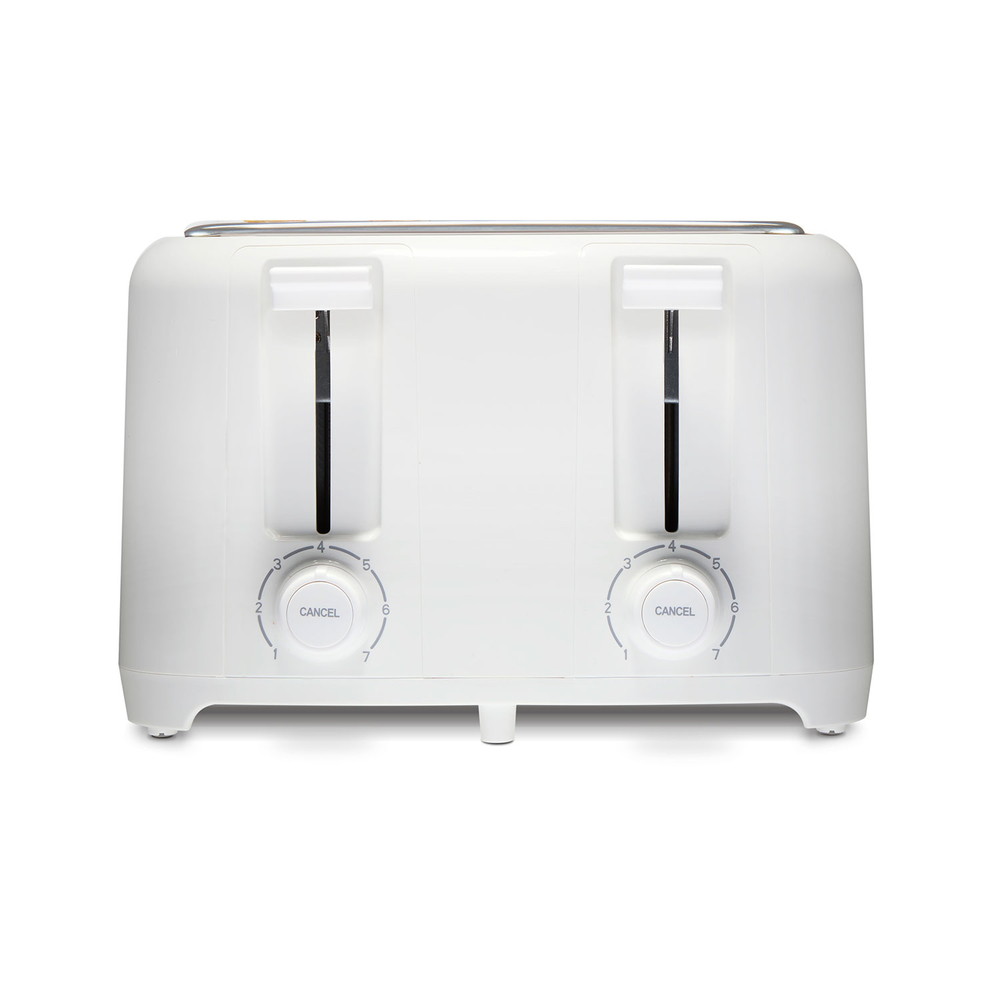 Wide-Slot 4 Slice Toaster, White