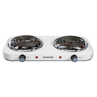 Double Electric Burner Cooktop with Adjustable Temperature, White - 34116
