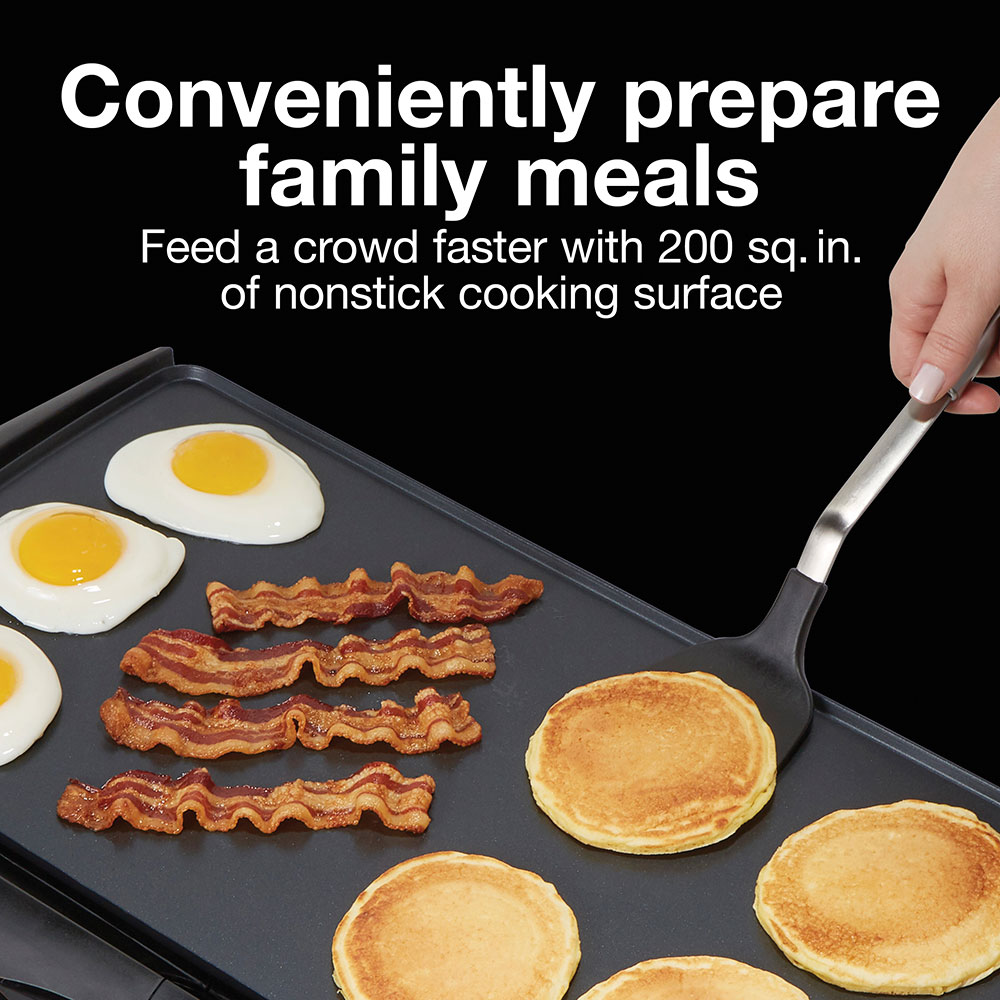 Extra Large Electric Griddle - 10.5" X 20" Non-Stick Ceramic Surface, Removable Drip Tray