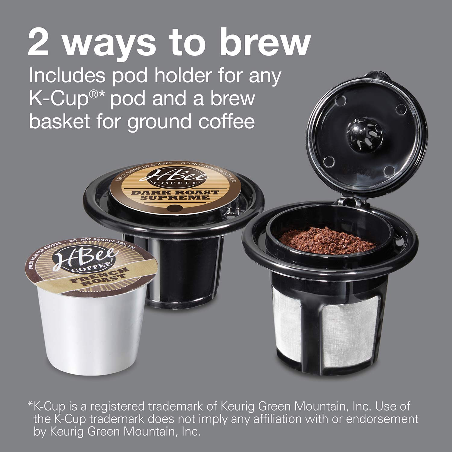 Single Serve 2 in 1 Coffee Brewer K-Cup Pods Compatible & Ground Coffee,Compact  Coffee Maker Single Serve With 30 oz Detachable