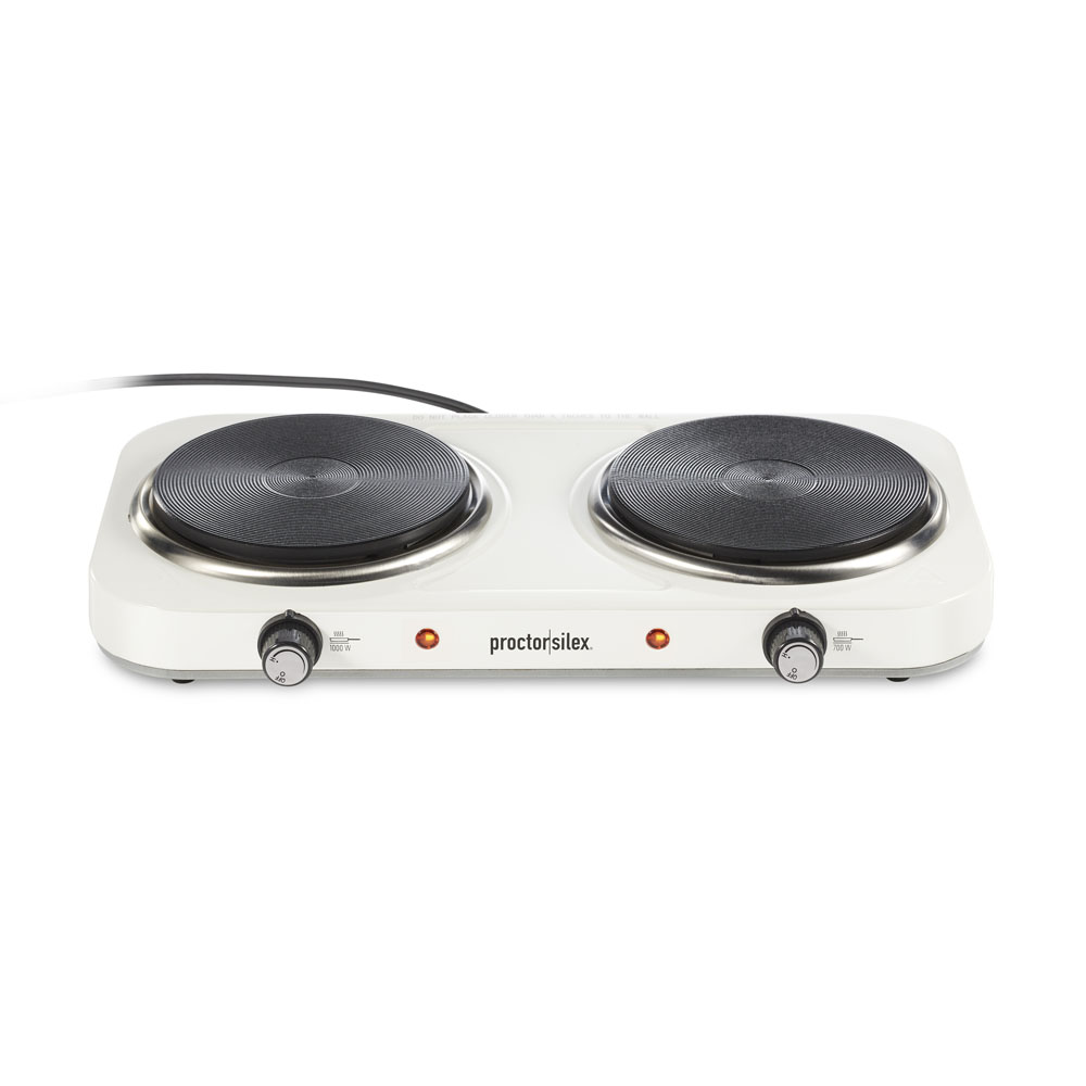 Countertop Double Electric Burner, White - 34117 Small Size