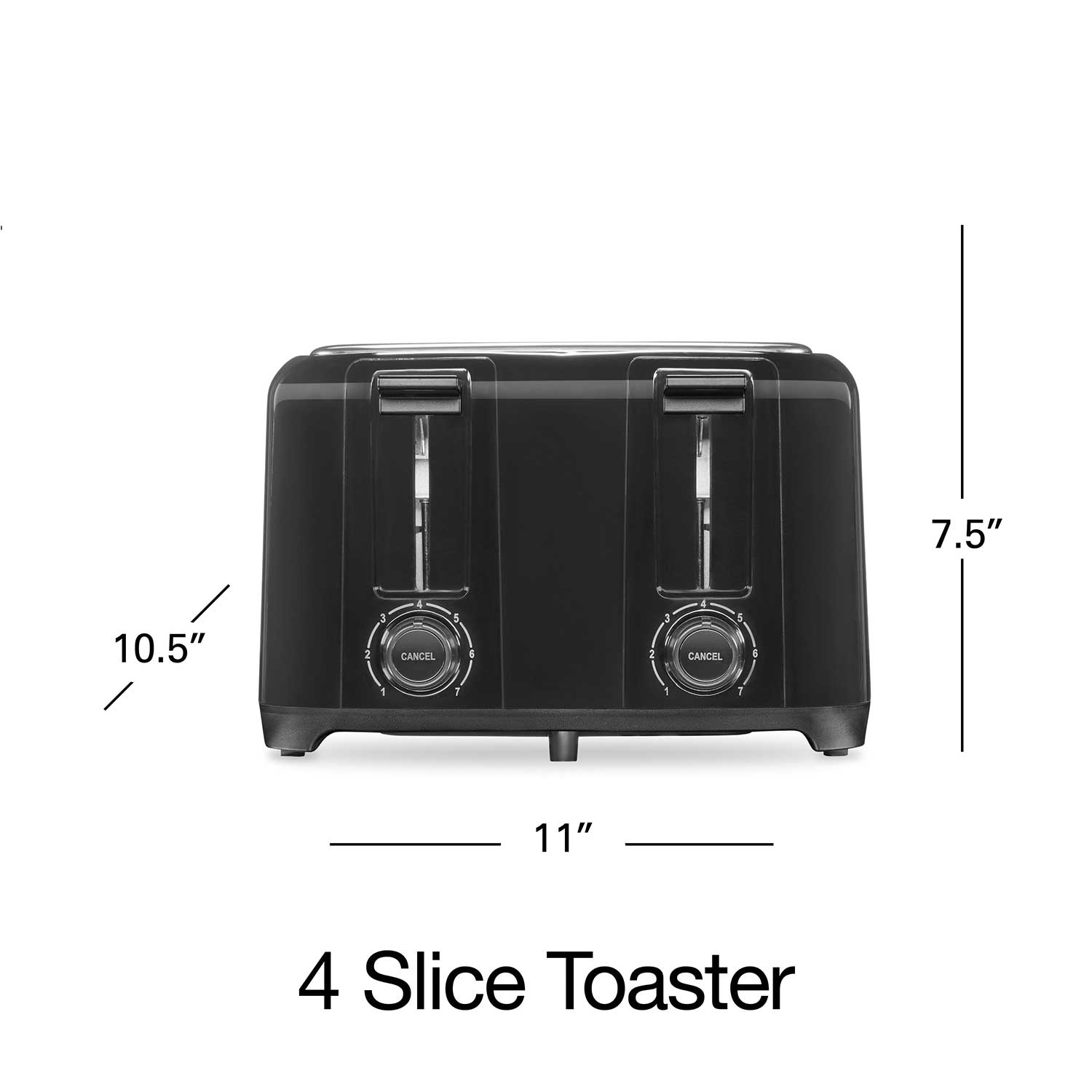 Mainstays 4-Slice Toaster with 6 Shade Settings & Removable Crumb Tray - Black - 1 Each