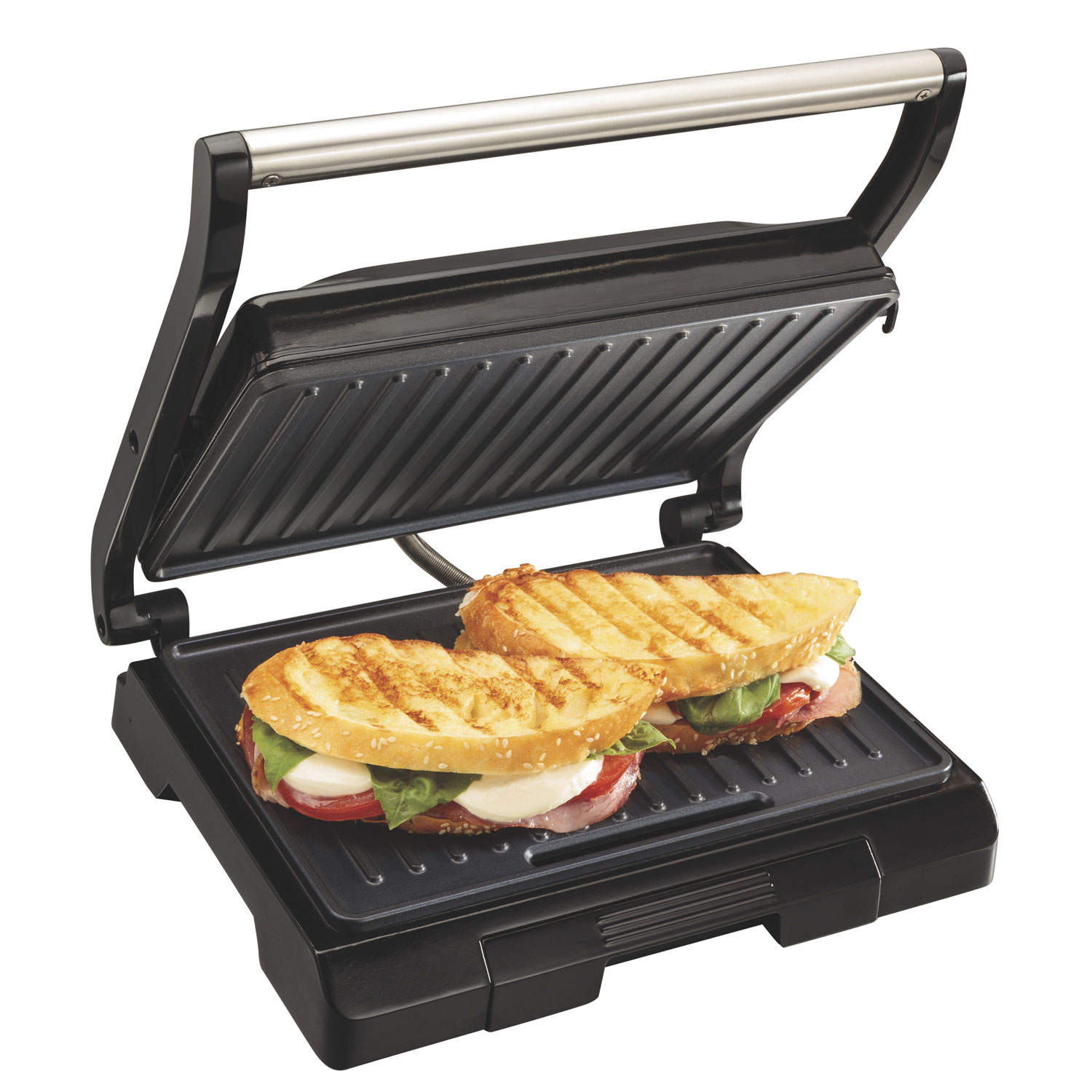 Proctor Silex 25400 Sandwich Maker, Fast and easy to use, Nonstick  easy-clean grids, Power on/