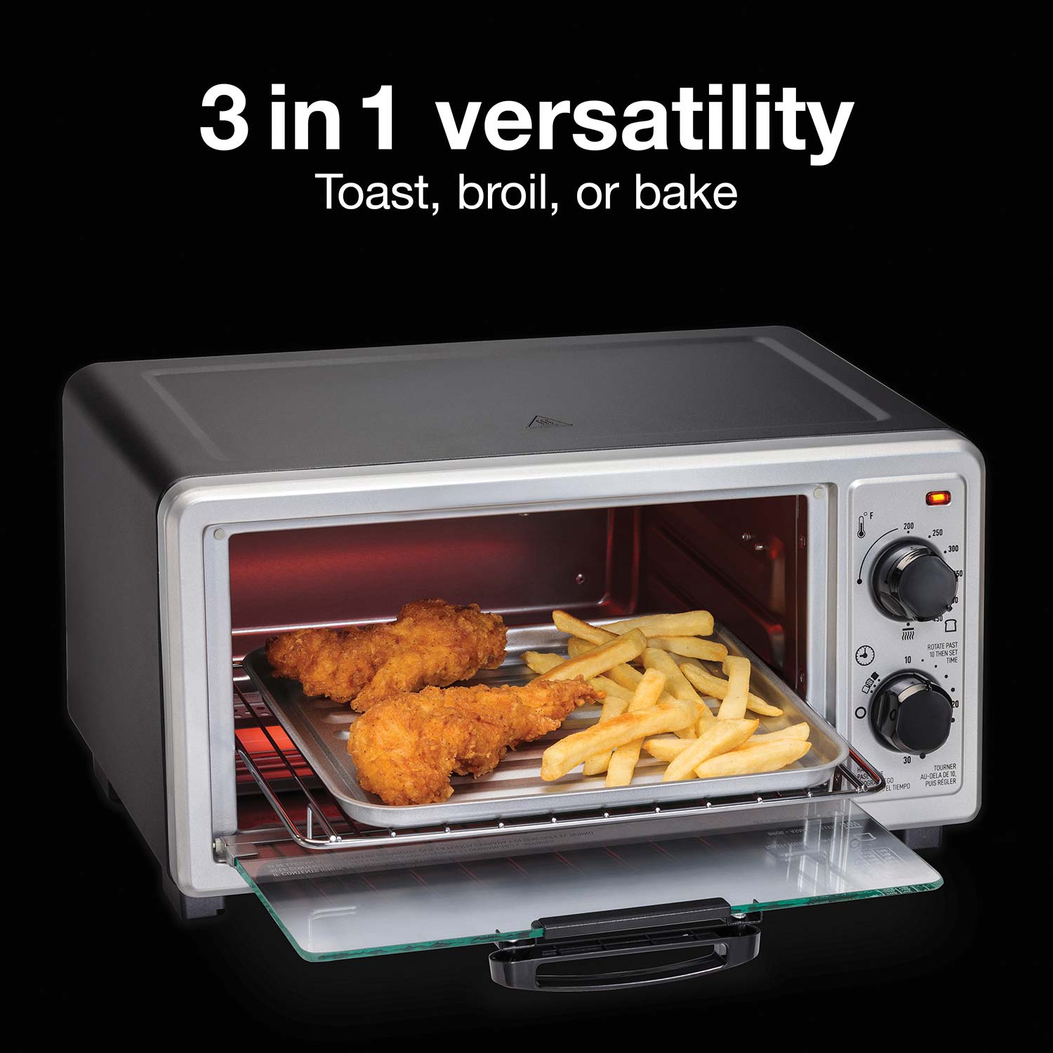 4-Slice Toaster Oven with Natural Convection, Bake, Broil, Toast