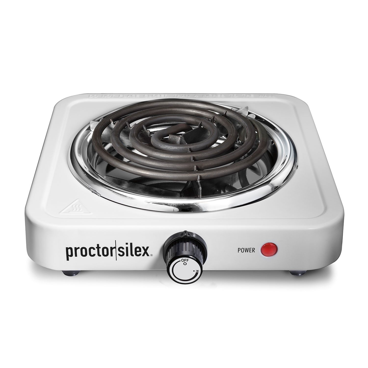Proctor Silex Electric Single Burner Cooktop, Compact and Portable, Adjustable Temperature Hot Plate, 1200 Watts, 34106, White & Stainless