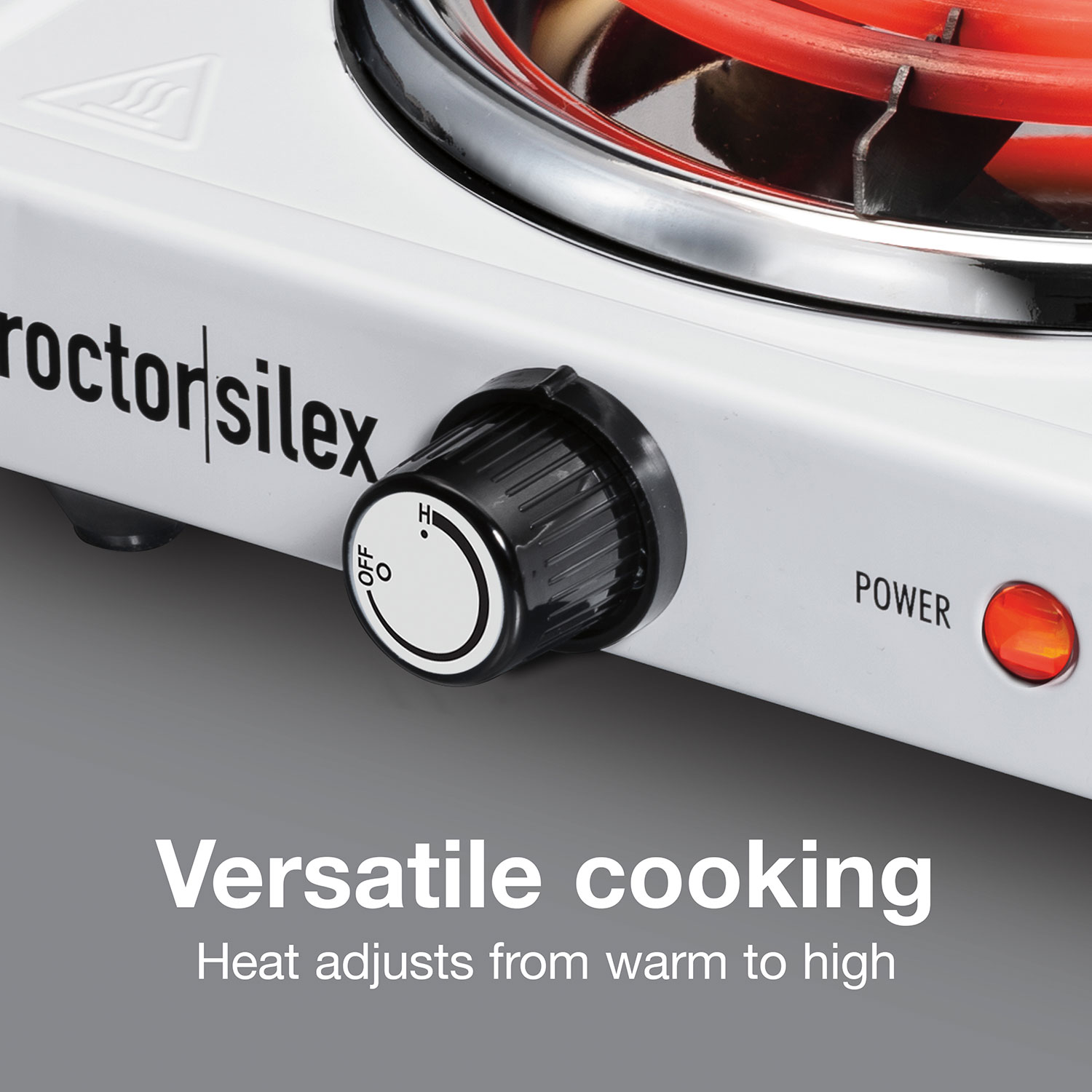 Proctor Silex Electric Single Burner Cooktop, Compact and Portable, Adjustable Temperature Hot Plate, 1200 Watts, 34106, White & Stainless