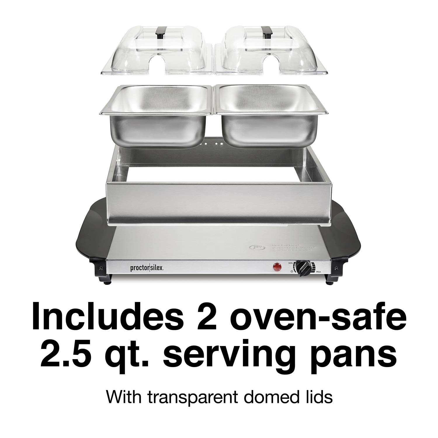5 Qt. Dual Tray Stainless Steel Buffet Server Food Warmer