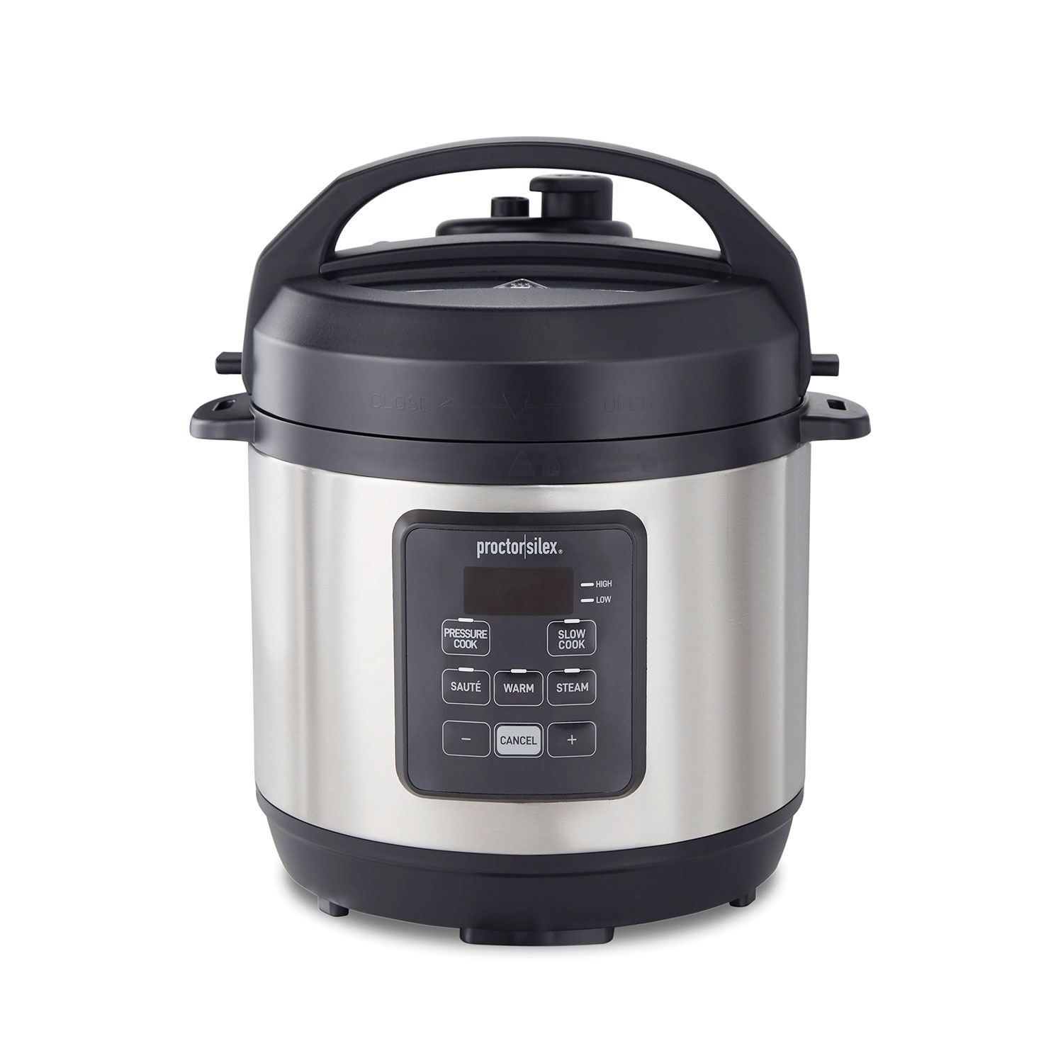 Proctor-Silex Simplicity 4-in-1 Electric Pressure Cooker, 3 Quart Multi-function with Slow Cook, Steam, Sauté, Rice, Stainless Steel (34503)
