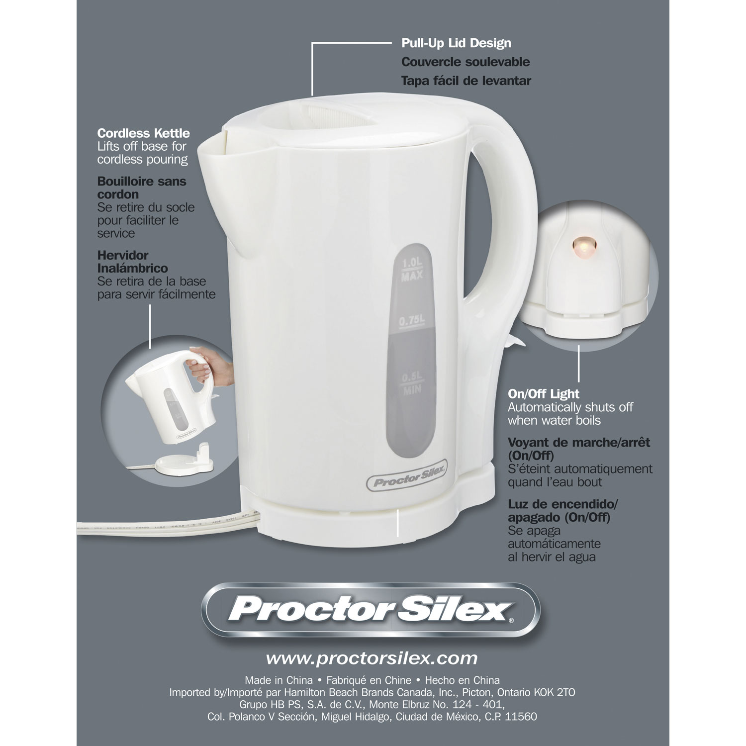 Cordless 1 Liter Kettle (white) - Model 41005