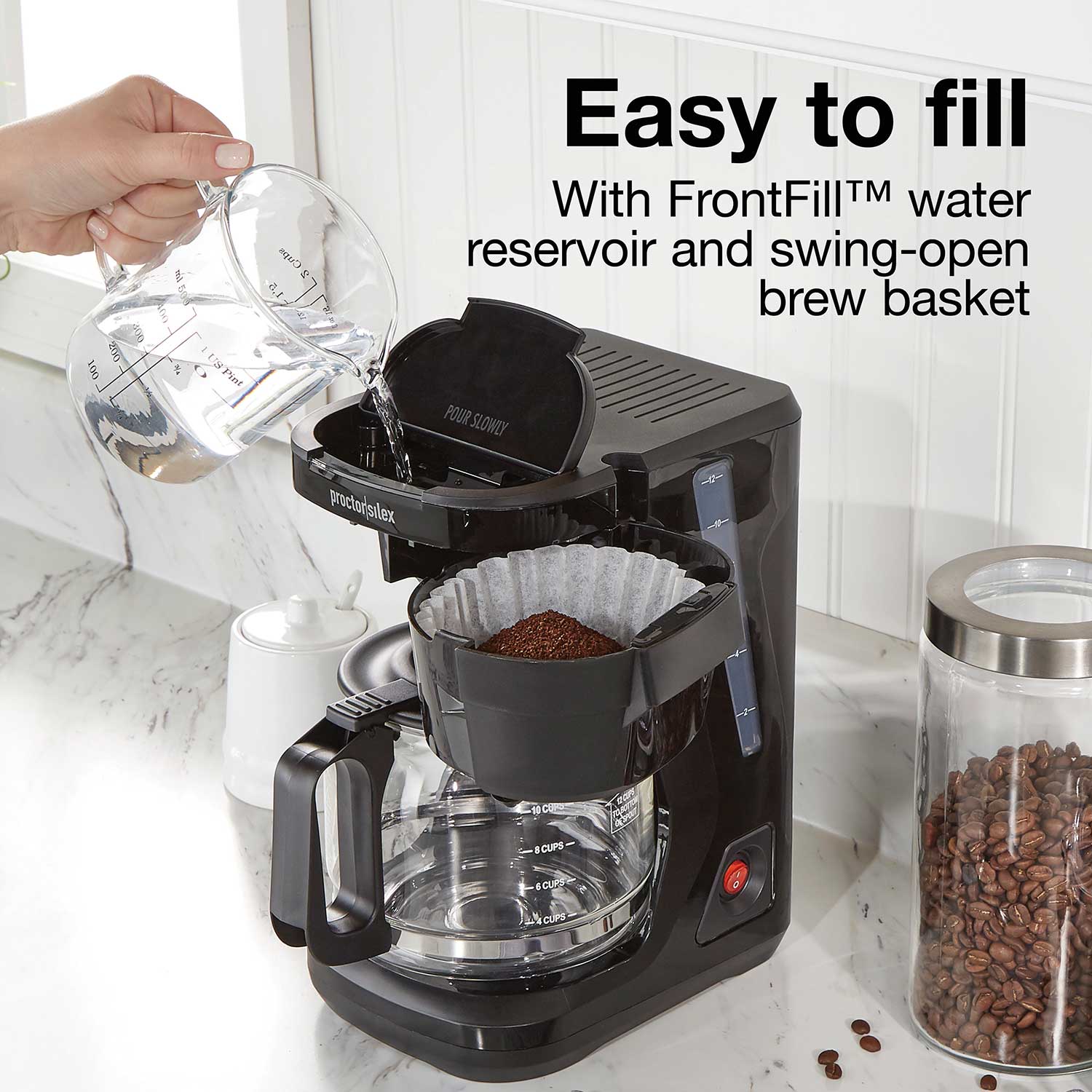 12 Cup Coffee Maker with Swing Out Basket, Programmable Coffee