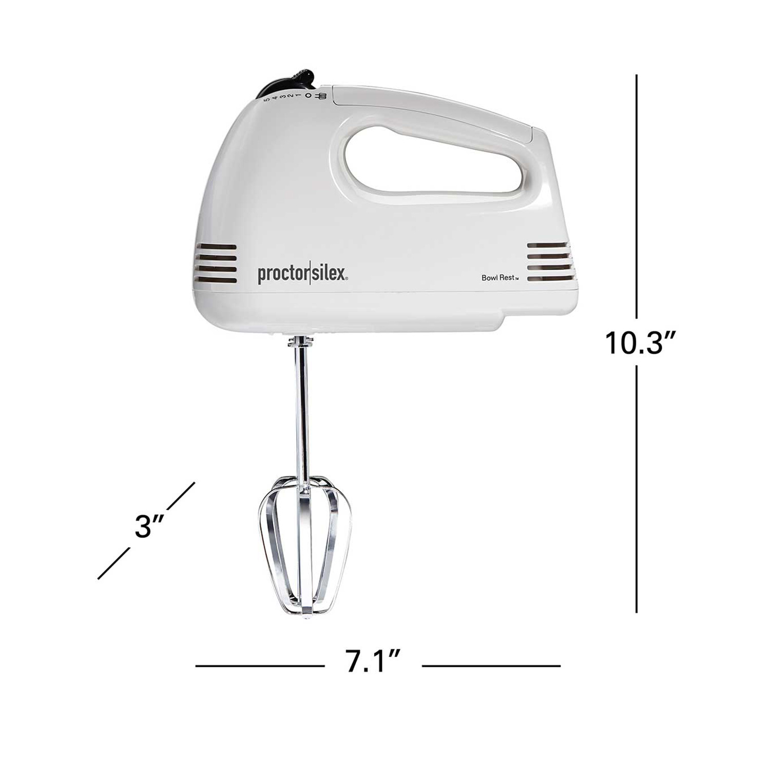 Proctor Silex 62509RY 5-Speed Hand Mixer, White