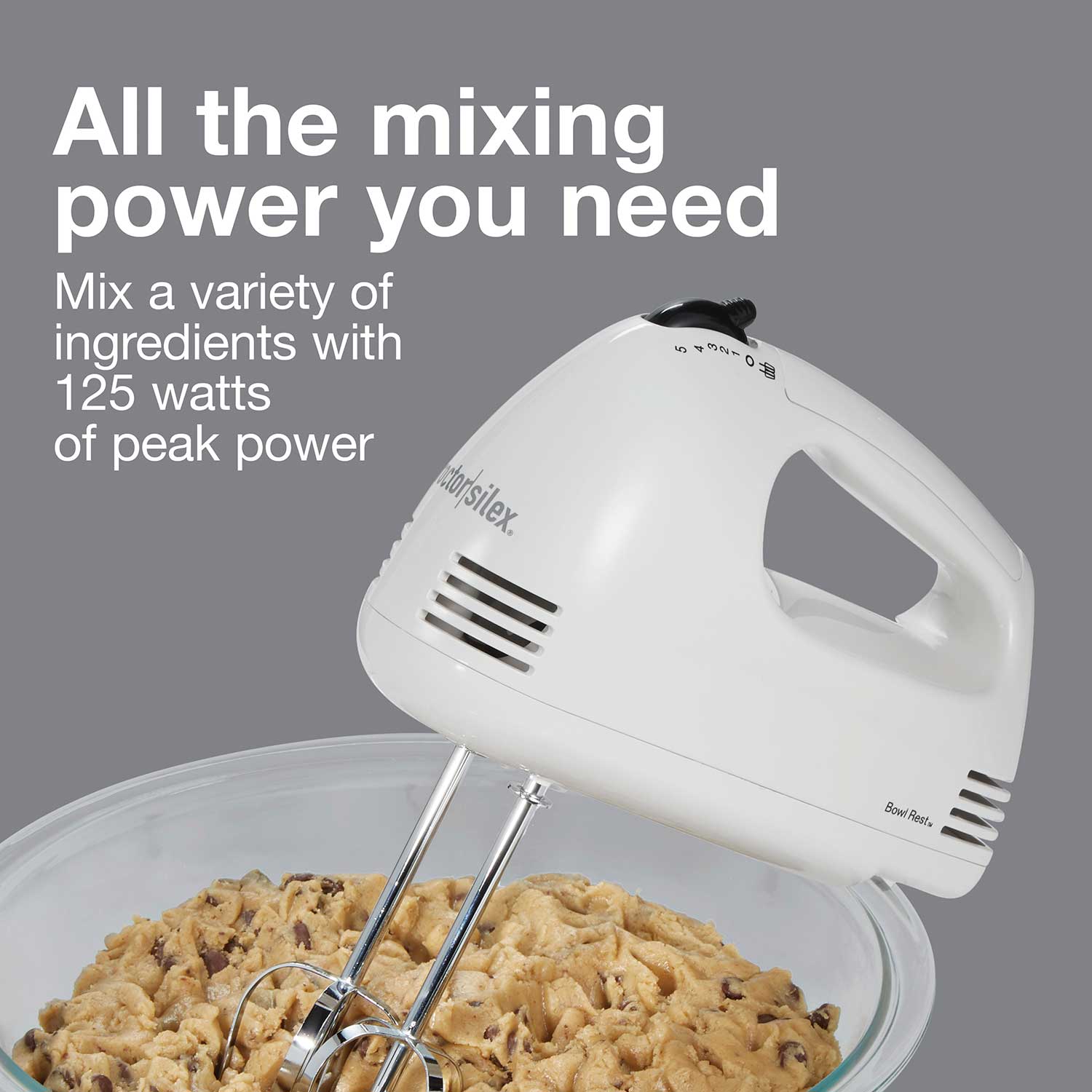 Lightweight 5-Speed Hand Mixer, White