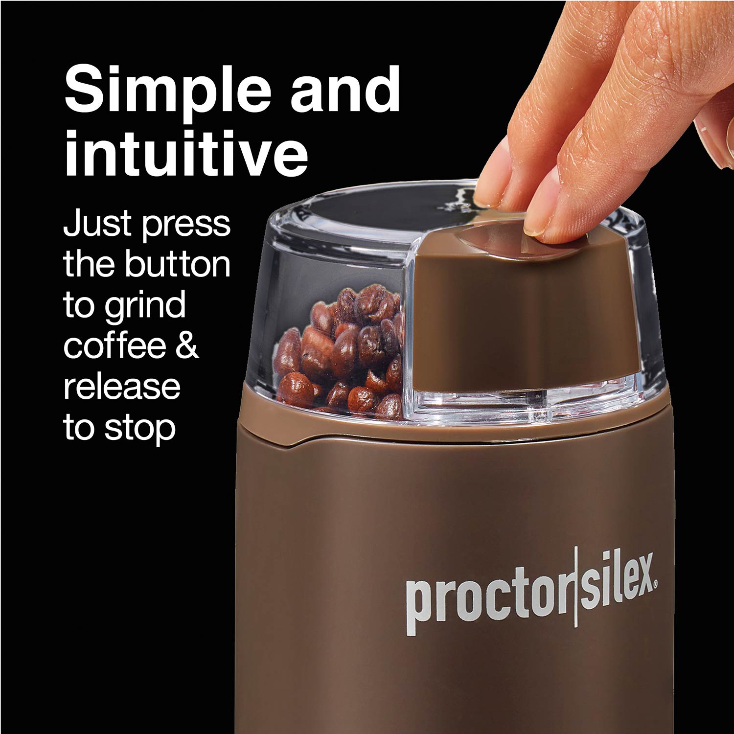 Proctor Silex 4 Ounce Coffee and Spice Grinder in Brown Gray