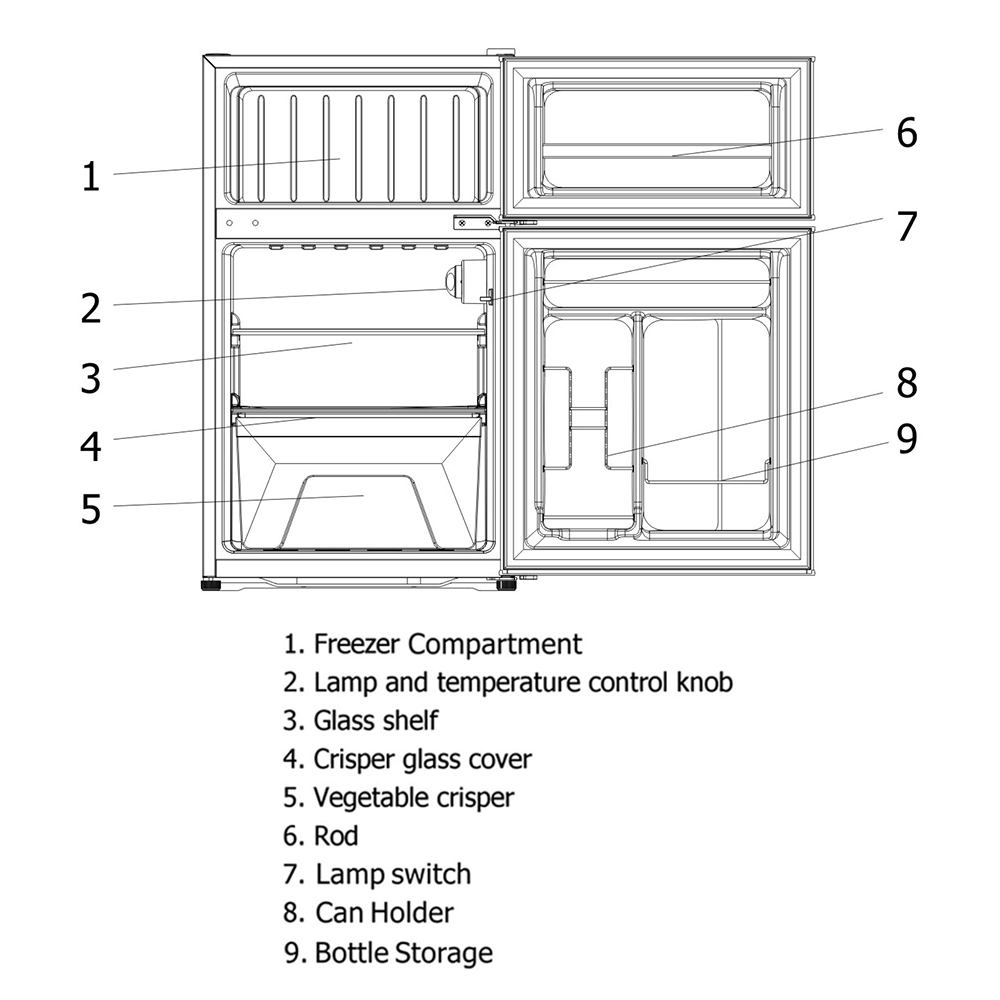 3.1 Cubic Feet Compact Refrigerator, Black - 86100