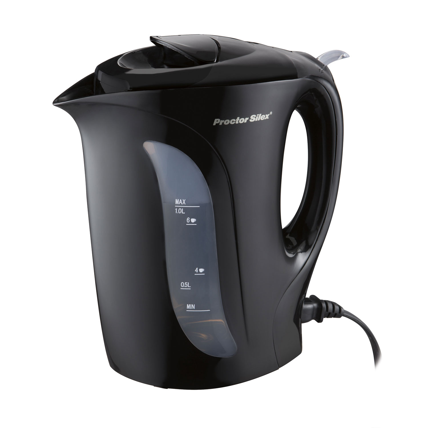 Proctor Silex Electric Tea Kettle, Water Boiler & Heater Auto-Shutoff &  Boil-Dry Protection, 1000 Watts for Fast Boiling, 1 Liter, Black (K2071PS)