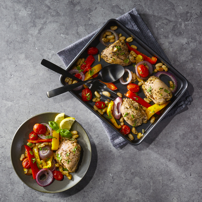 Sheet Pan Tuscan Chicken and Vegetables