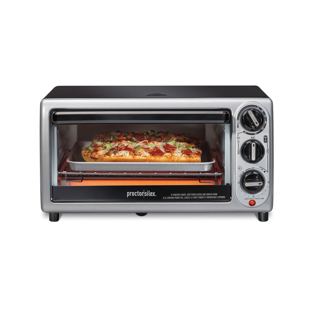 Proctor Silex 4-slice Toaster Oven and Broiler With Bake Pan for Home Kitchen
