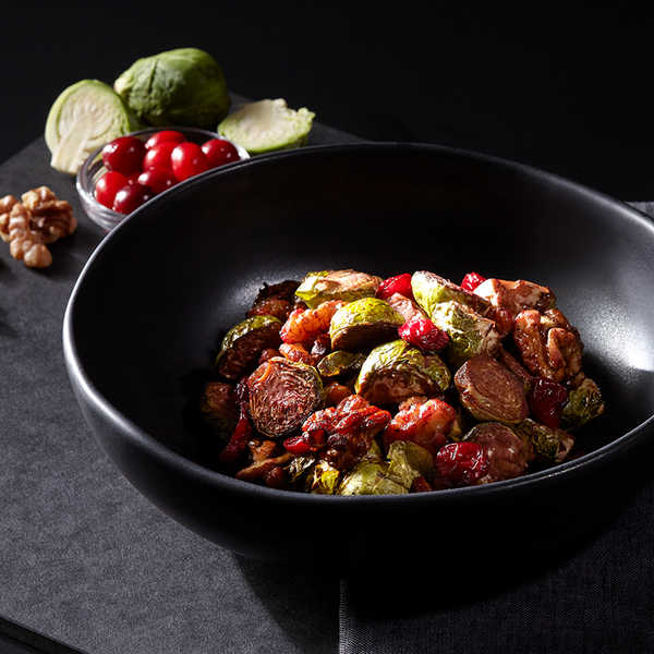 Balsamic Glazed Brussels Sprouts with Cranberries and Walnuts