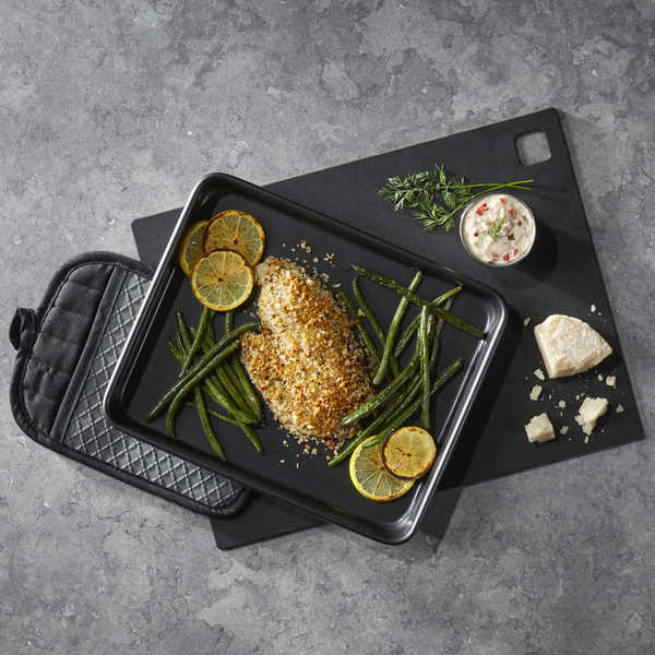 Sheet Pan Crispy Italian Fish with Green Beans