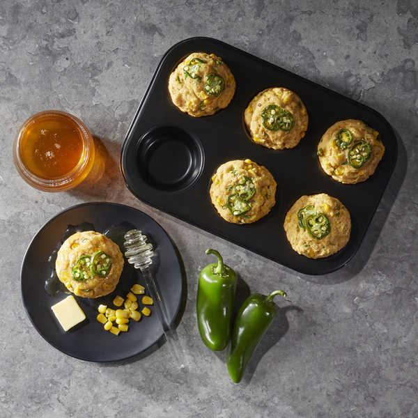 Jalapeno Corn Muffins with Honey Glaze